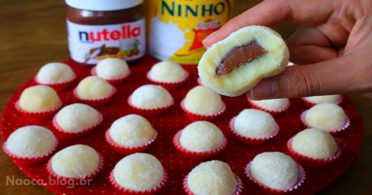 Sobremesas: Brigadeiro de Leite Ninho Recheado com Nutella