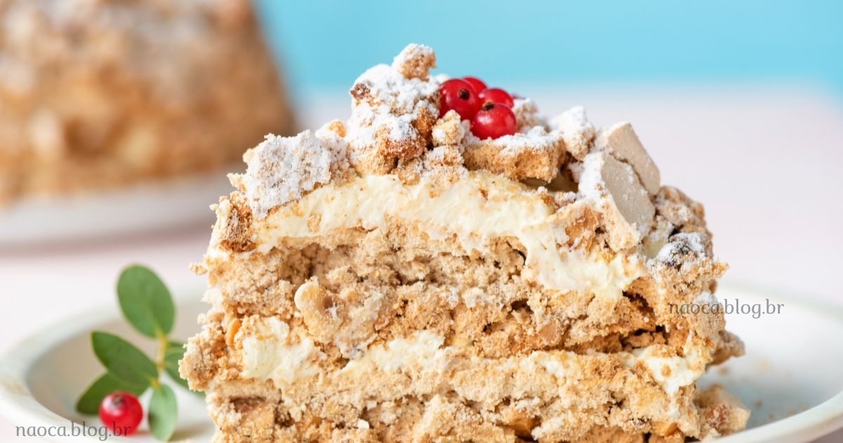 Sobremesas: Dacquoise de Coco com Amêndoas