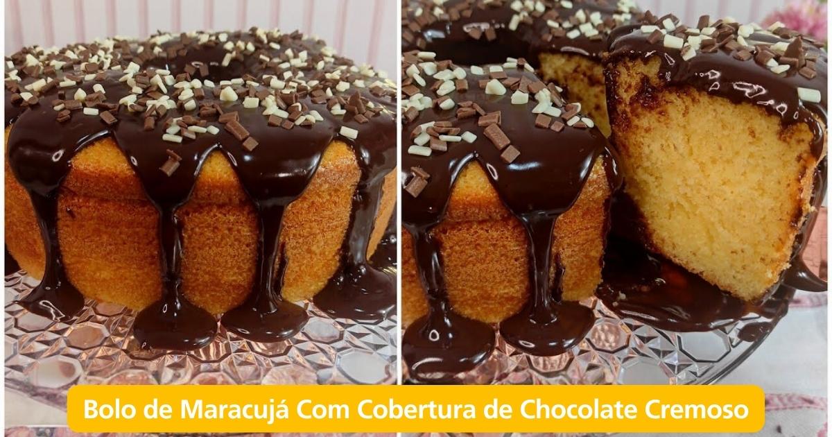 Bolo de Maracujá Com Massa Fofinha e Cobertura de Chocolate Cremoso: Combinação Perfeita!