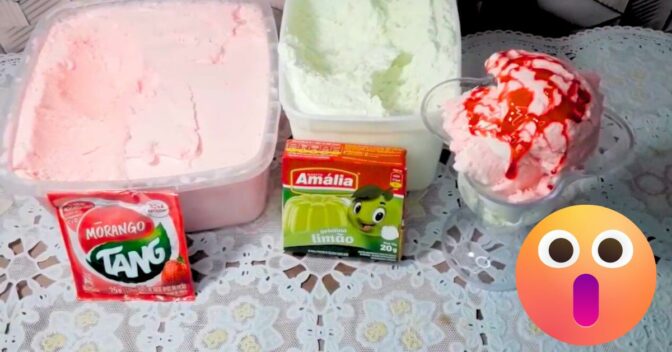 Sobremesas: Faça esse Sorvete Caseiro de Limão e Morango Feito com Tang e Gelatina para Refrescar as Férias!