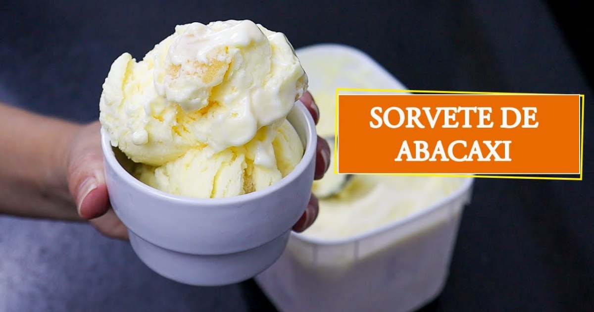 Sorvete Cremoso de Abacaxi de 4 Ingredientes que Rende Muito