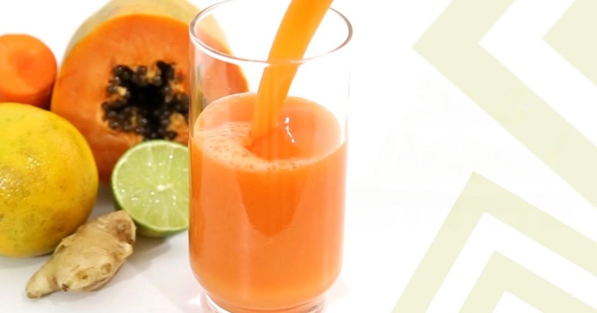 Suco Delicioso de Mamão, Gengibre e Cenoura