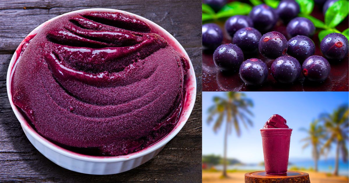 Sorvete de açaí caseiro.