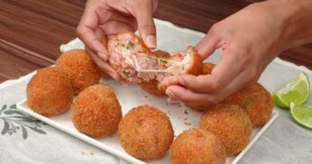 Bolinho crocante de linguiça com queijo recheado fácil e irresistível