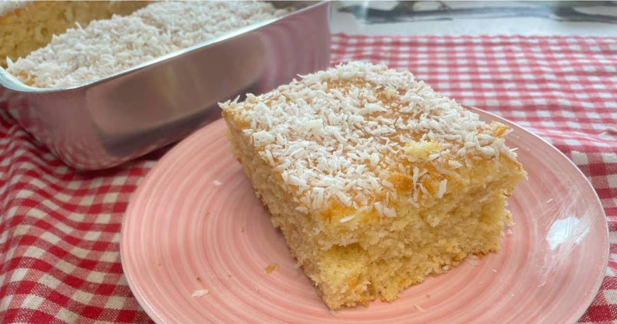 Bolo de nata fofinho com coco que derrete na boca