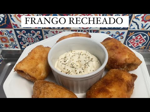 Frango recheado crocante de queijo e presunto