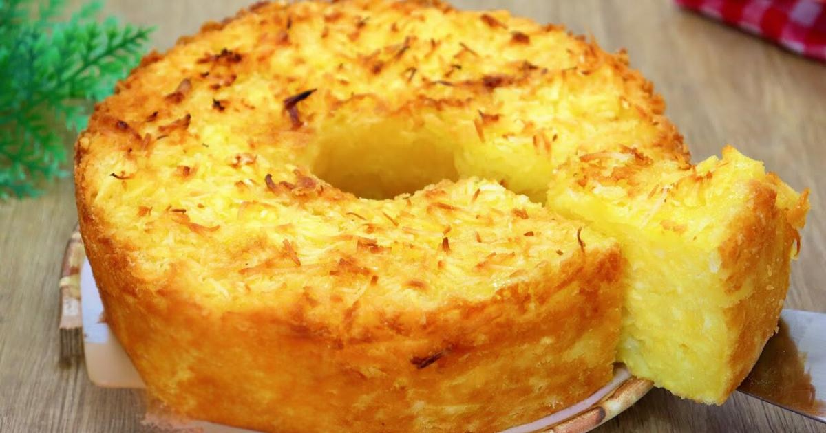 Bolo de mandioca com coco, fácil de fazer, sem glúten, textura de bombocado e delicioso!...
