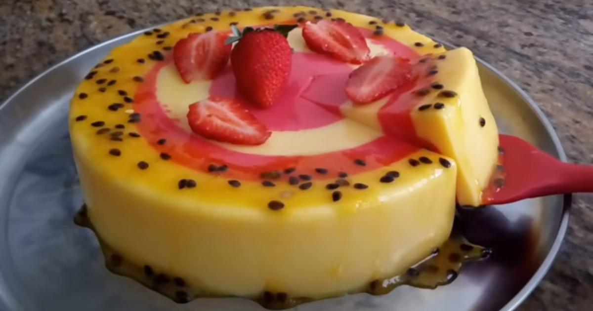 Sobremesa de maracujá e morango fácil, linda e irresistível....