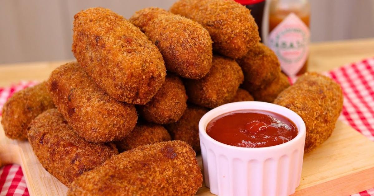 Croquete de carne cremoso e fácil, perfeito para petiscos, festas e até para vender!...