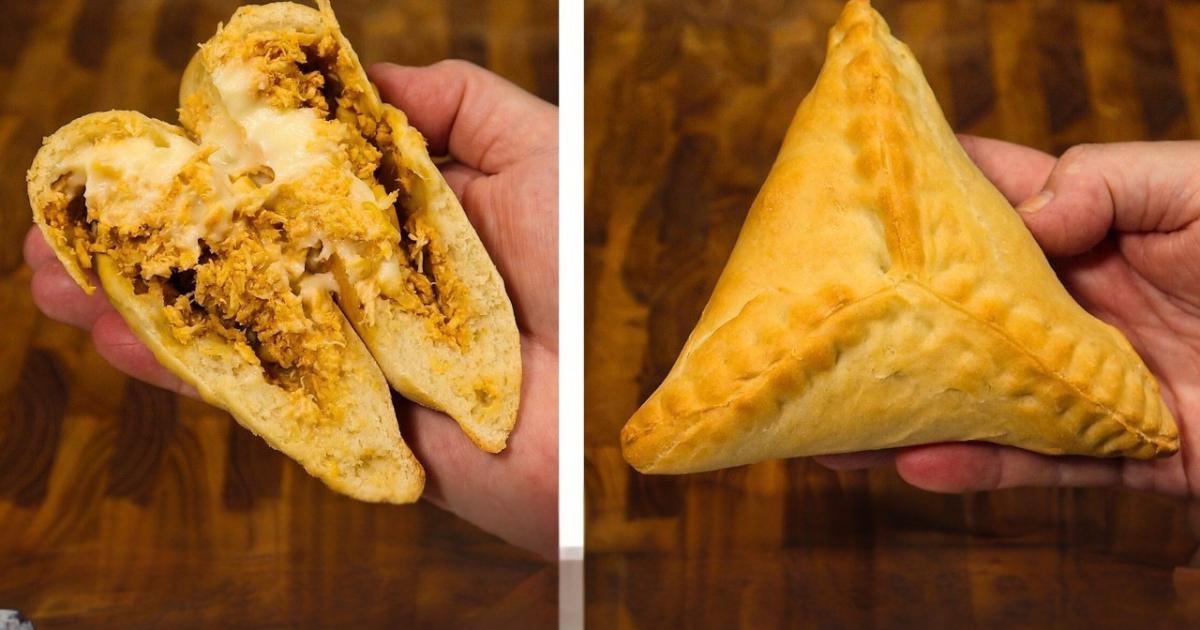Esfiha de frango com catupiry deliciosa, com massa macia e recheio cremoso!...