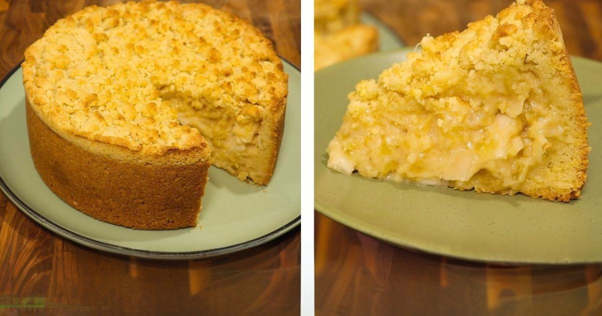 Torta cremosa de abacaxi com coco e massa crocante, fácil e perfeita pra sobremesa....
