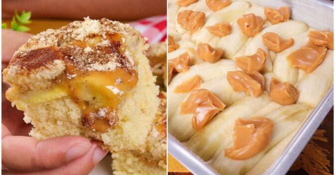 Bolos: A Melhor Receita de Bolo Cuca de Banana com Doce de Leite
