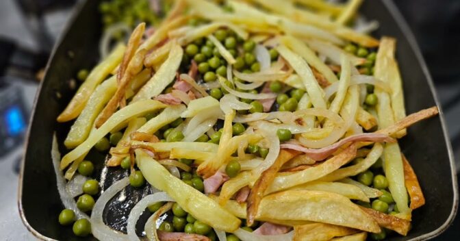 Saudável: Batata à Francesa com Cebola e Presunto