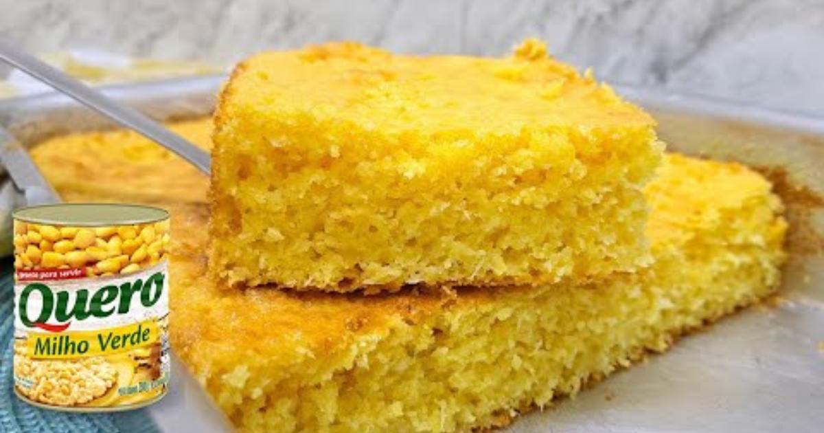 Bolo de milho com coco feito no liquidificador – fácil e delicioso