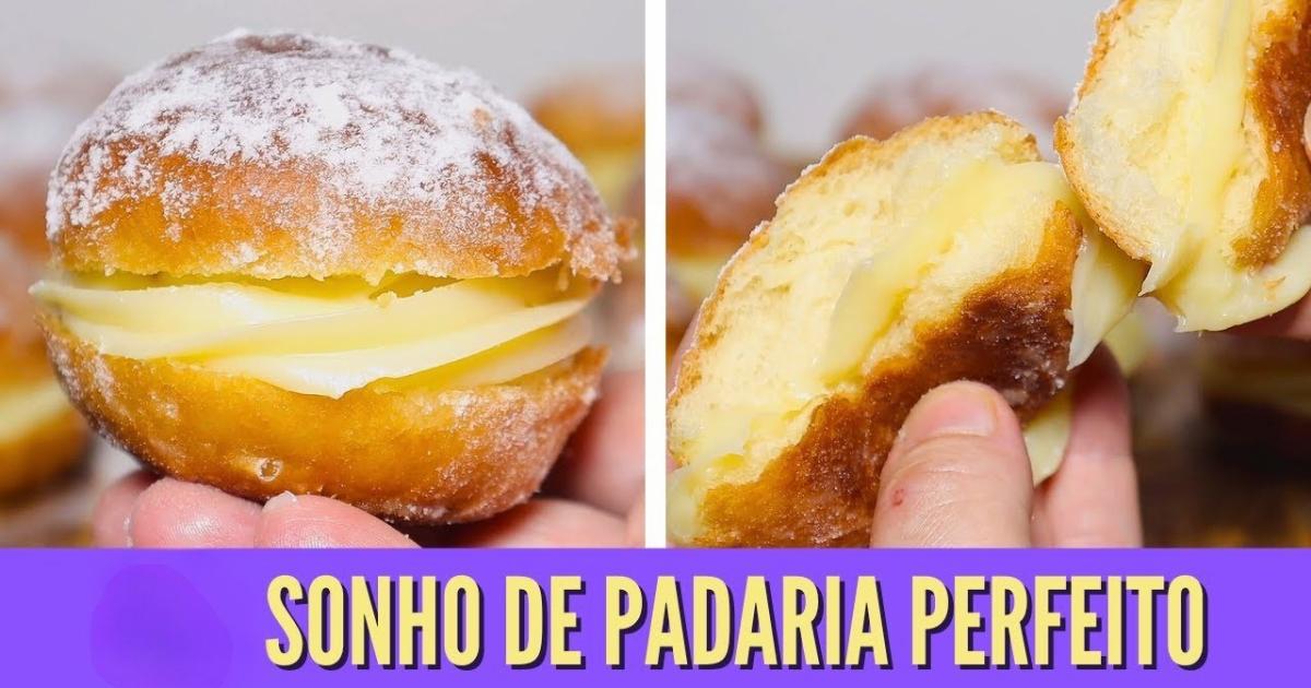 Receita de sonho super fofinho com recheio cremoso e sabor de padaria....