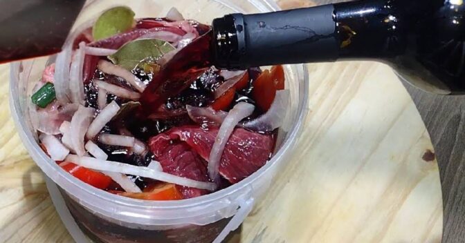 Carnes: Churrasco no Balde com Marinada de Vinho