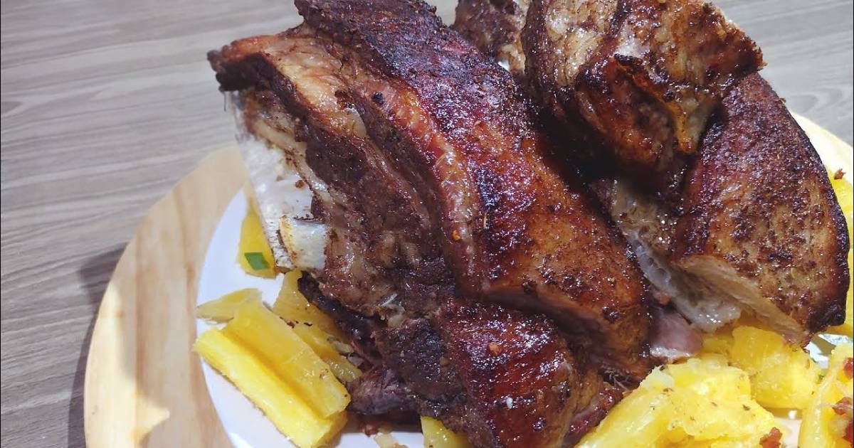Faça a Costela Forno Suculenta Macia Fácil Temperada, assada com alho, shoyu e chimichurri até...