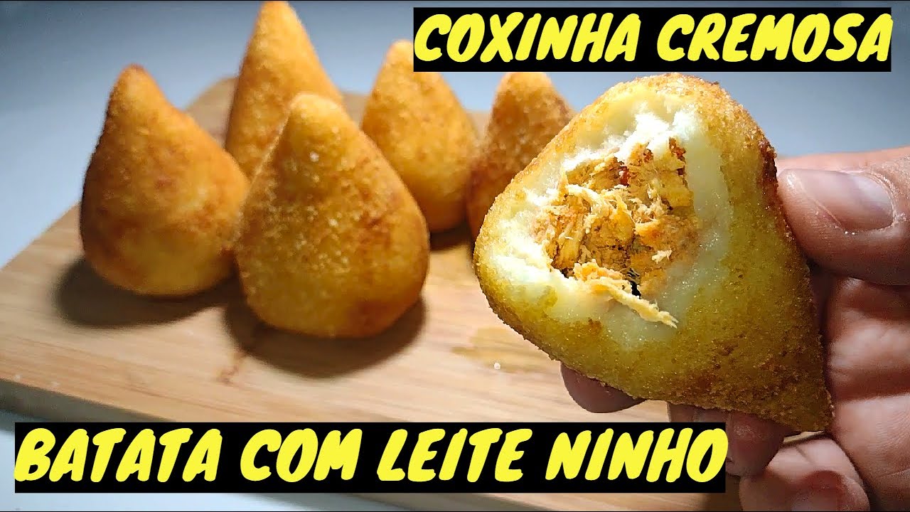 Coxinha de Frango com Massa Cremosa de Batata e Leite Ninho é o salgado mais...