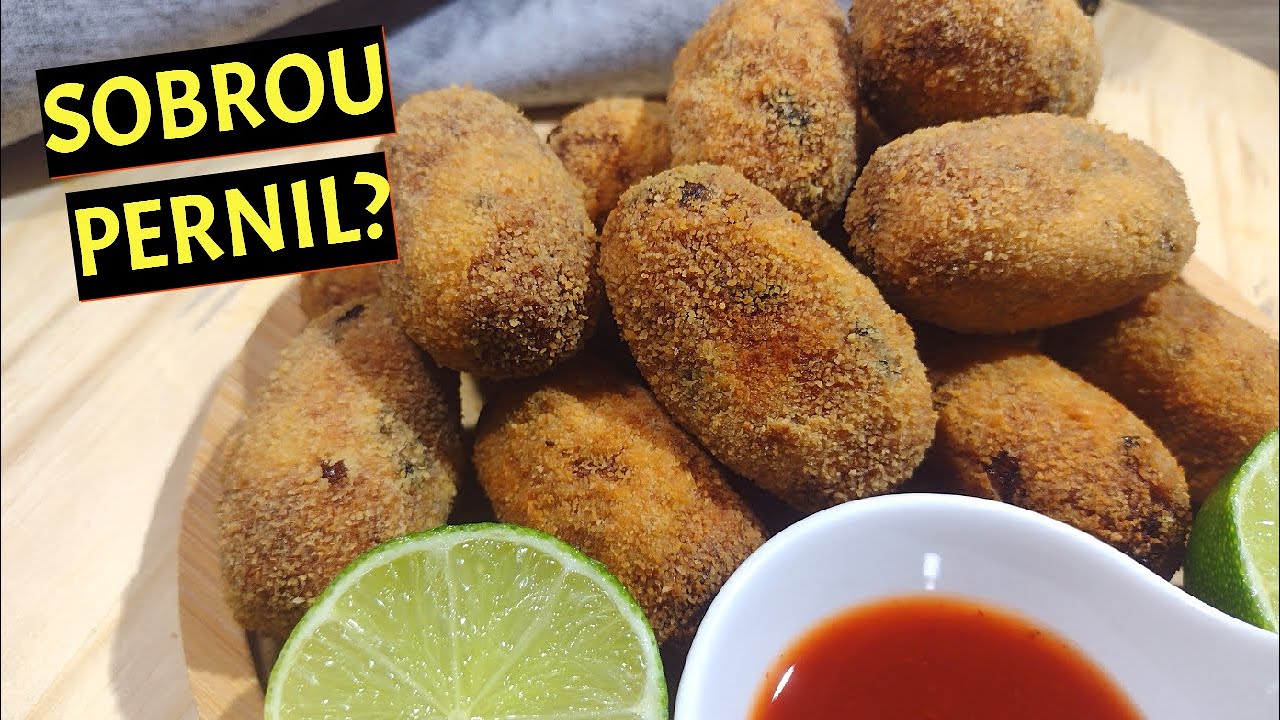 Croquete Pernil Assado Sobra Prático Crocante é a receita ideal para reaproveitar carne e transformar...