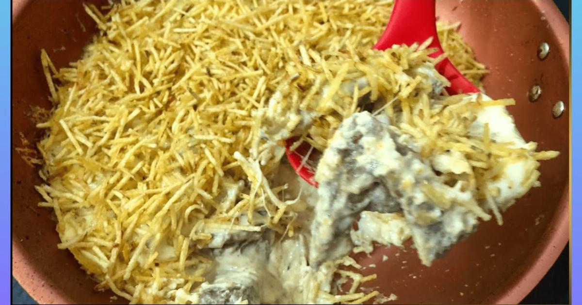 Fricassê de carne cremoso e prático, feito direto na frigideira....