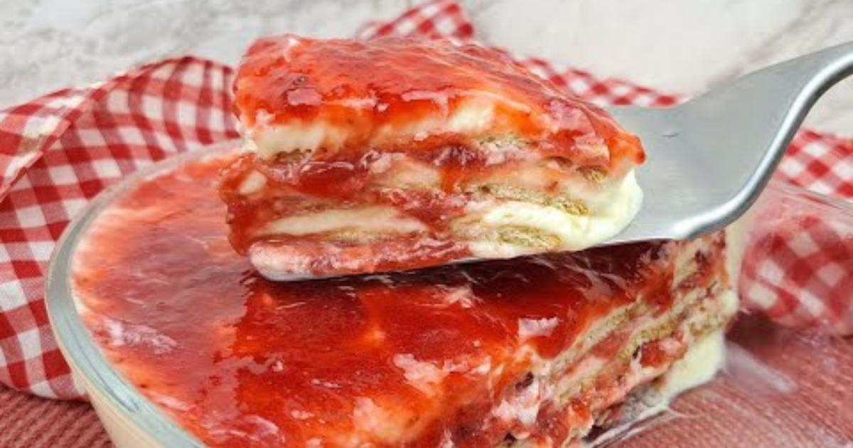 Você Nunca Provou um Pavê de Cheesecake de Morango Tão Cremoso Assim