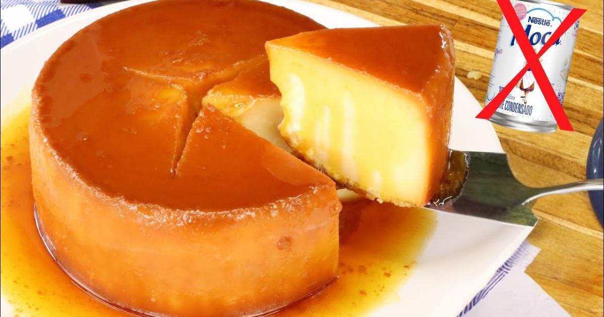 Pudim de padaria cremoso, sem leite condensado, simples e econômico....