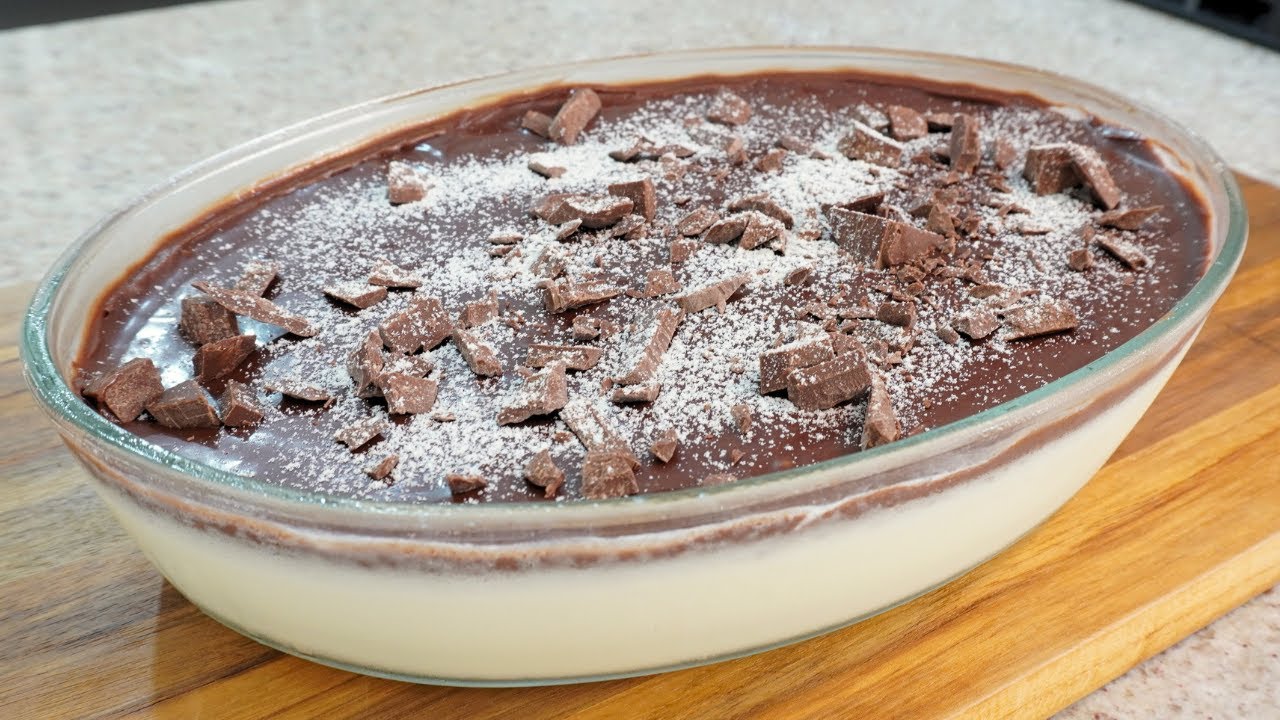 Uma mousse simples de leite em pó com ganache e textura irresistível....