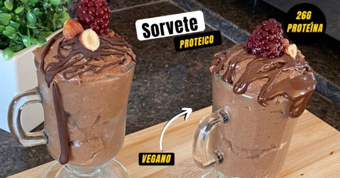 Saudável: Sorvete de Chocolate Vegano com Banana e Whey