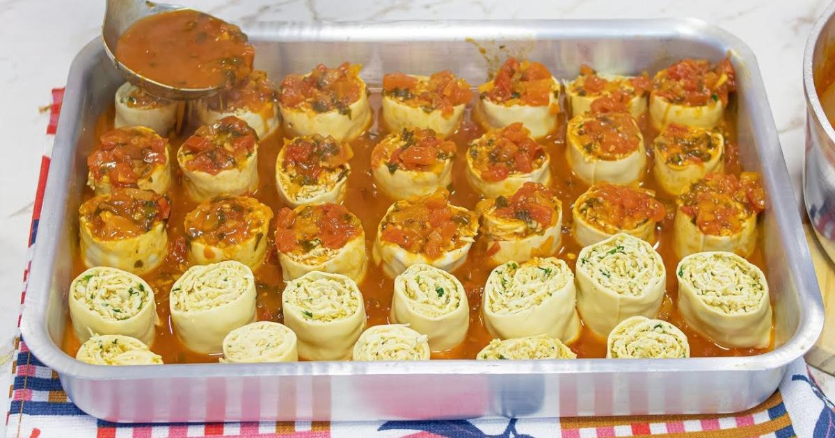 Receita fácil de rondelli de frango com molho caseiro delicioso....