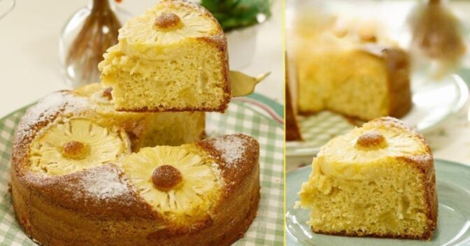 Bolos: Esse Bolo de Abacaxi com Pedacinhos Vai Te Surpreender de Tão Úmido