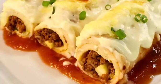 Massas: Panqueca de Carne Moída com Massa Leve e Molho Cremoso