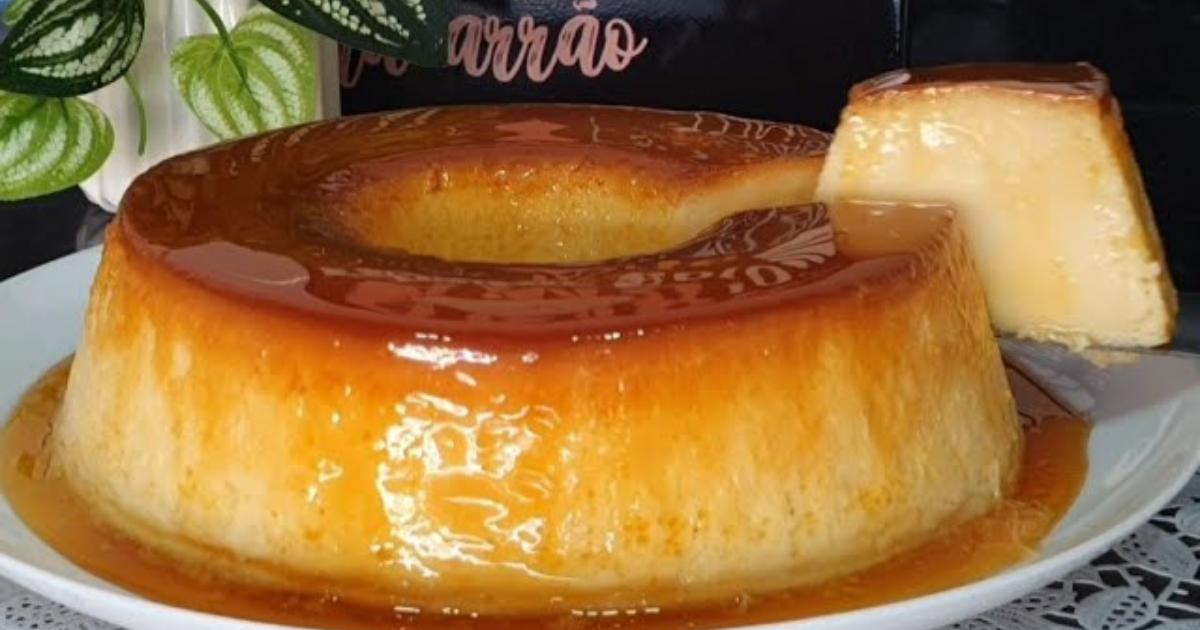 Receita fácil de pudim grande, cremoso e cozido na boca do fogão....