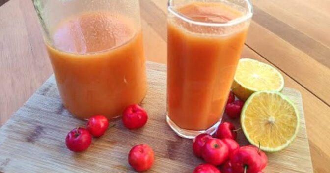 Bebidas: Suco Natural de Laranja com Acerola Refrescante