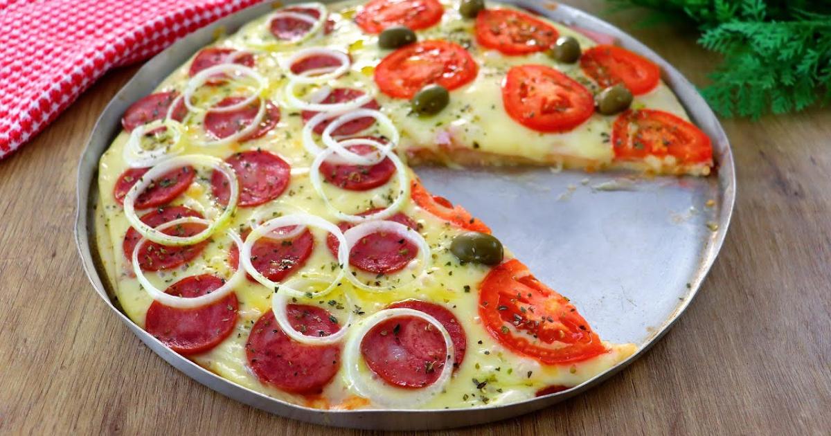 Pizza caseira fácil, barata e pronta em minutos!...