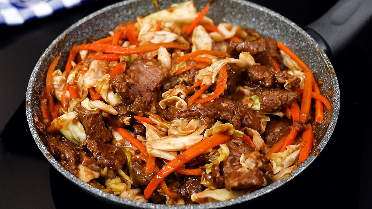 Carne Repolho Cenoura Jantar Fácil Delicioso: receita prática, saudável e cheia de sabor com ingredientes...