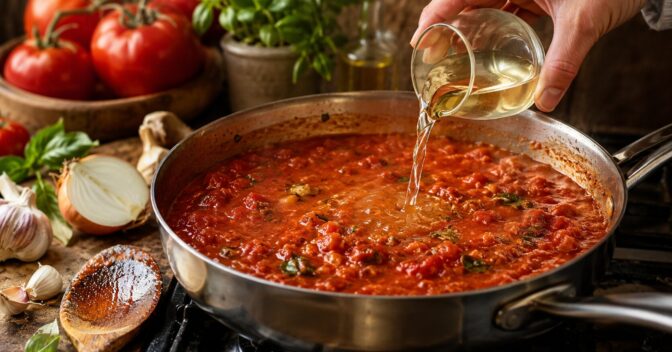 Notícias: O açúcar não tira a acidez do molho de tomate: o vinho branco muda o aroma, o refogado muda o sabor e o tempo decide a textura