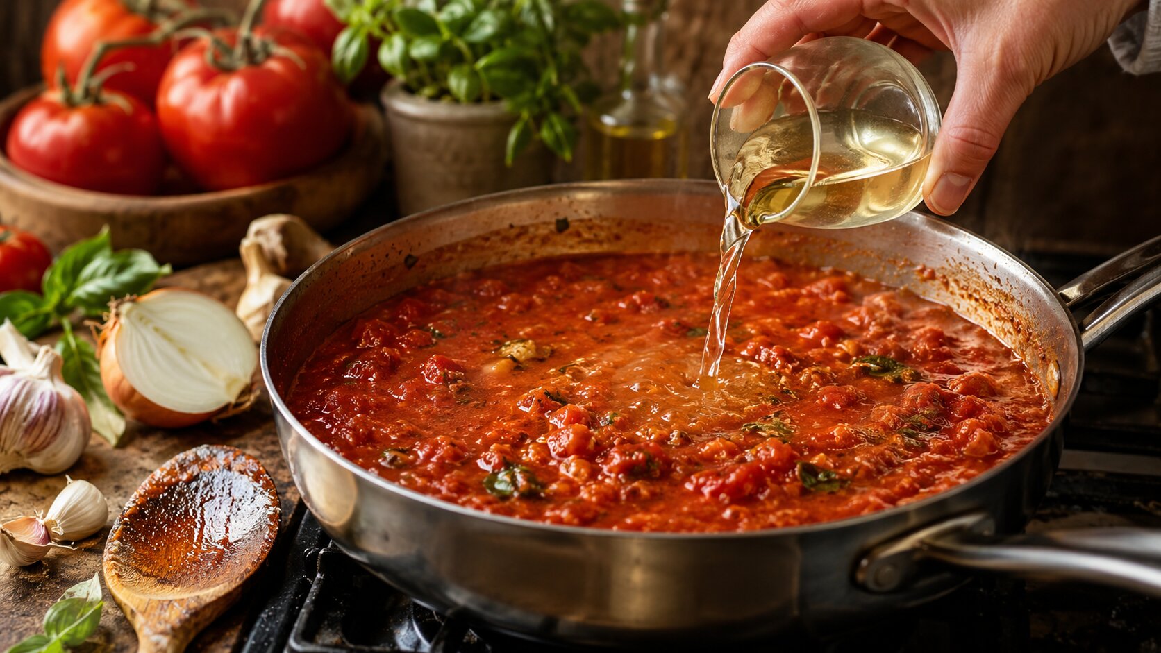 Quando um molho de tomate fica muito ácido, a reação mais comum é procurar o...