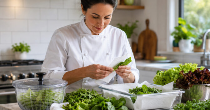 Notícias: Chef Flávio Santoro: “O importante é secar direito antes de guardar” as folhas da salada