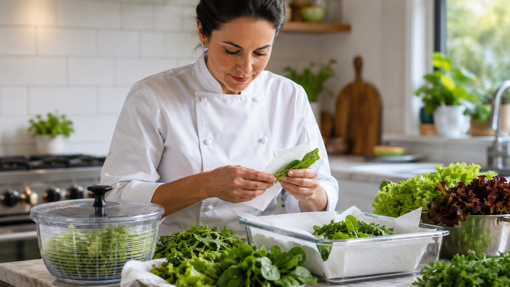 Descubra por que é importante secar direito as folhas da salada antes de guardar....