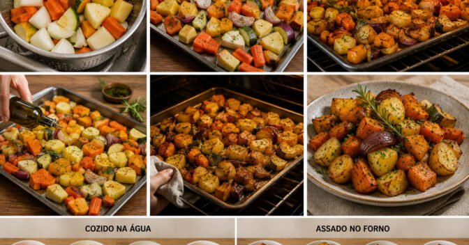 Notícias: Eu assei os legumes em vez de cozinhá-los na água e entendi de onde vinha o sabor que parecia faltar