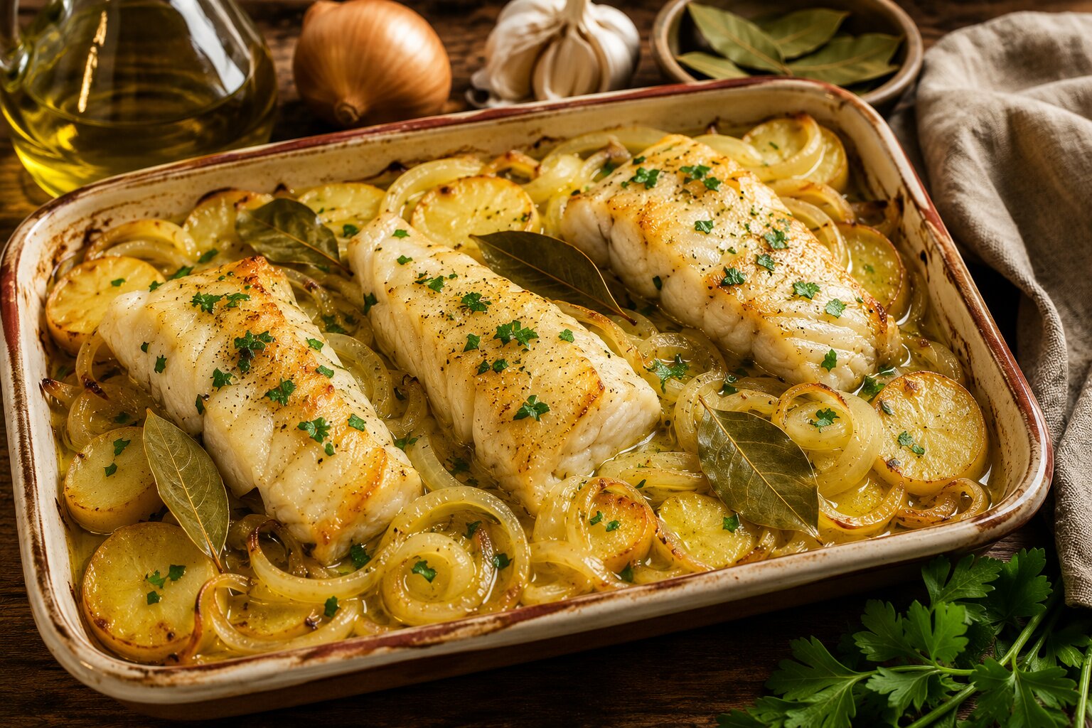 Cobrir o bacalhau com bastante azeite parece uma garantia de suculência. A superfície ganha brilho,...