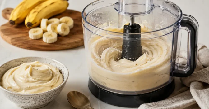 Notícias: Eu congelei bananas maduras para não jogar fora e descobri que as fatias duras viram um creme que parece sobremesa sem receber açúcar