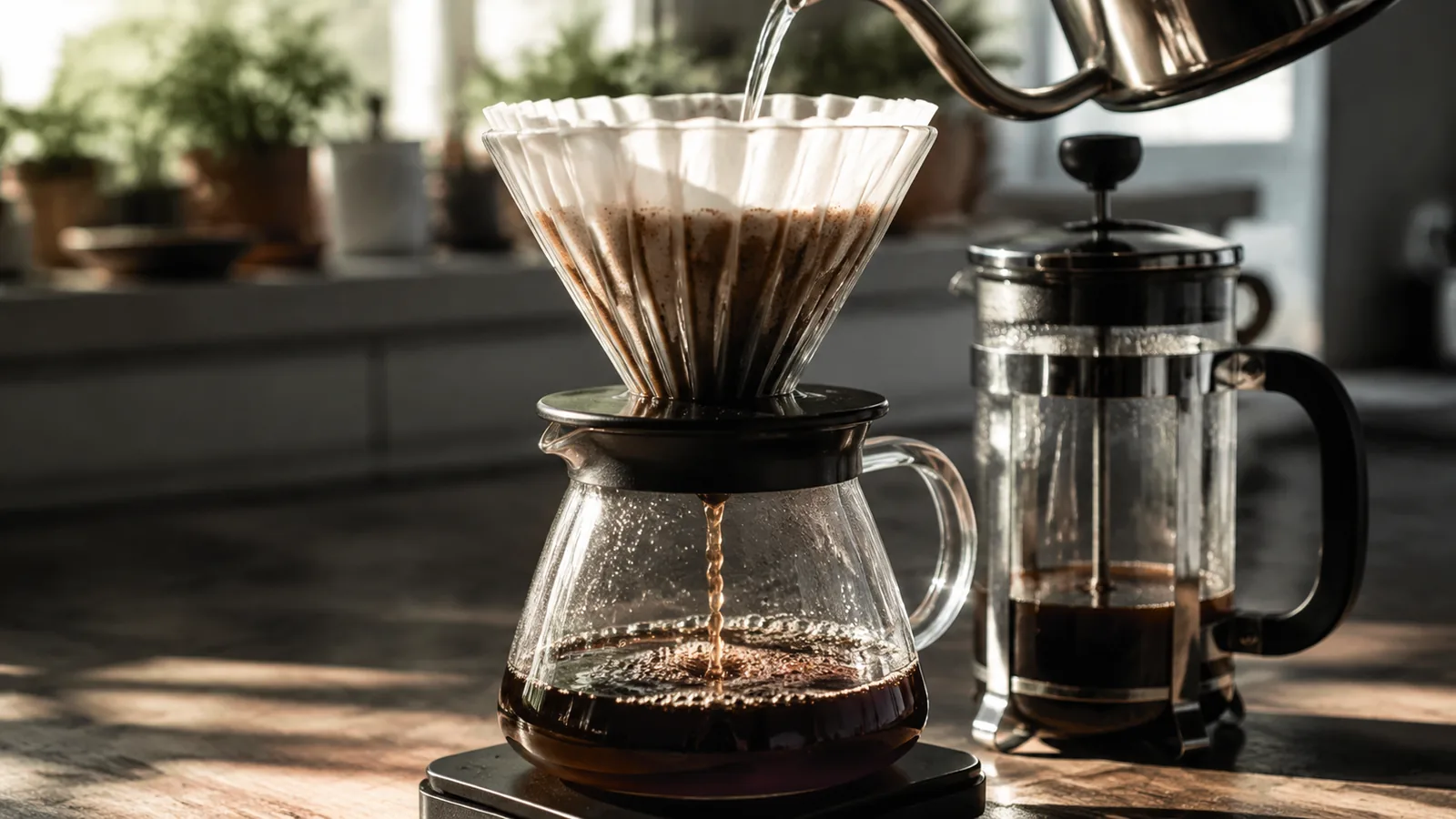 O café coado e o preparado na prensa francesa podem usar o mesmo grão, a...