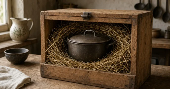 Notícias: Caixa de feno usada como panela lenta ancestral permite cozinhar com calor residual sem fogo contínuo e economiza combustível há séculos