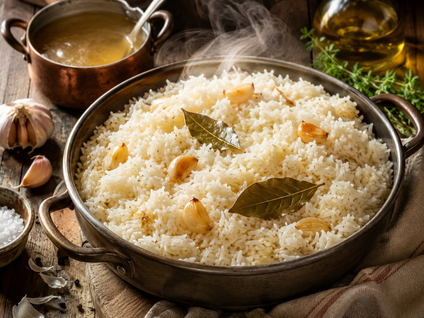 O arroz branco costuma ser tratado como um acompanhamento neutro. Água, sal, alho e alguns...
