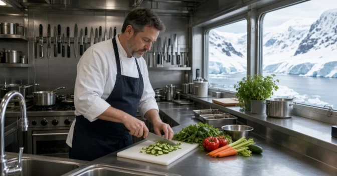 Notícias: Chefs preparam milhares de refeições em bases da Antártida com ingredientes enviados uma vez por ano e enfrentam temperaturas de até -40 °C em cozinhas de campo