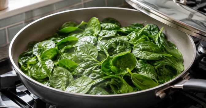 Notícias: Eu parei de cozinhar espinafre em uma panela cheia de água quando percebi que as próprias folhas já carregavam quase tudo de que precisavam