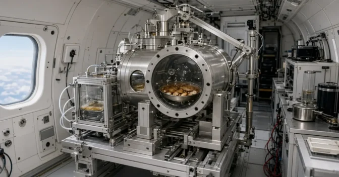 Notícias: Dispositivo experimental cria gravidade artificial para ferver água e fritar alimentos em voos parabólicos e testa a cozinha do futuro espacial