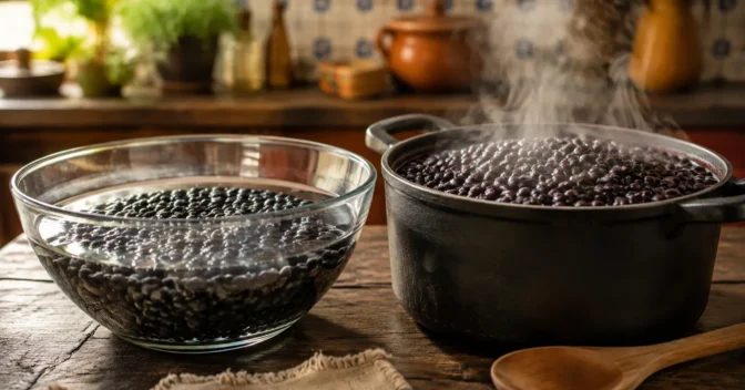 Notícias: Feijão passa a noite na água, perde parte de compostos solúveis e chega à panela mais rápido, mas descartar o líquido também leva nutrientes embora