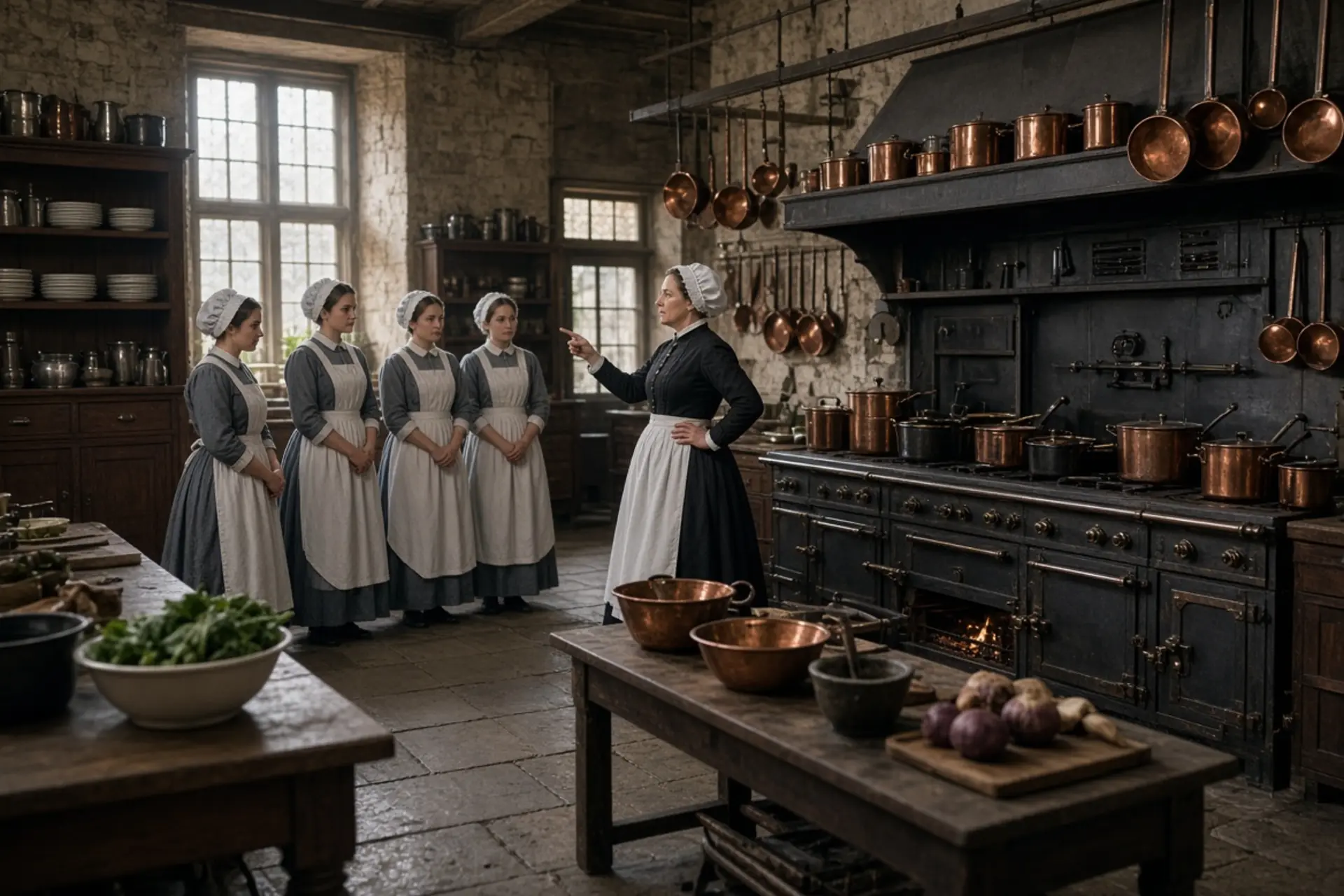 Nas grandes casas de campo e nos palácios da Inglaterra vitoriana, a cozinha funcionava como...